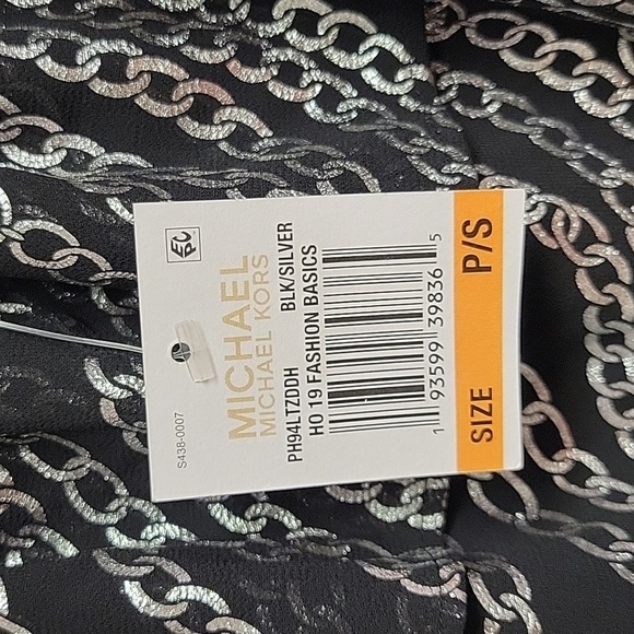 MICHAEL Michael Kors Chain Print Blouse. women's Sheer, PS black silver NWT - Picture 5 of 9